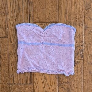 Seamless Lace Floral Crop Tube Top